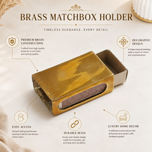 Antique Brass <b>Matchbox</b> Holder Decorative Metal Match Case Handmade Luxury Home Decor Accessory for Candles Fireplace and Table - Product Image 5