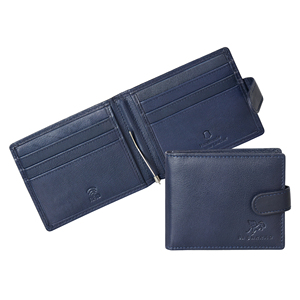 Classic Blue Genuine Leather <b>Mens</b> Money Clip <b>Wallet</b> Snap Fastener Bifold Card Organizer <b>RFID</b> Secure Premium Everyday <b>Wallet</b> - Product Image 2