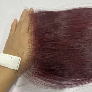 Hd fechamento de renda vermelho cor roxa cabelo humano liso, osso pacotes retos do pacote de cabelo vietnamita cru e fornecedor de fechamento