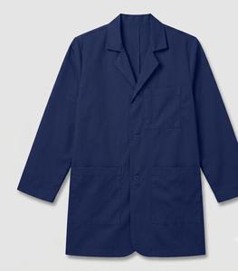 Customized Unisex Navy Blue Polyester Woven Lab Coat Hospital Uniform with Needle Detection ISO Certified for Men and Women - Product Image 1