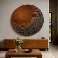 Sculpture murale ronde en bois sculptée à la main, relief ondulé, art mural moderne, décoration organique, art mural en bois sculpté à la main, sculpture abstraite