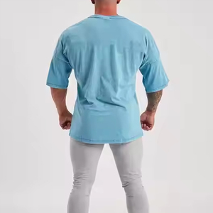 High Quality 180g Cotton Polyester Men's Short Sleeve T-Shirt Custom Logo Printed Plain Solid Pattern Silk <b>Screen</b> Knitted - Product Image 2