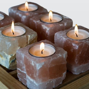 Portavelas de Sal del Himalaya de Primera Calidad, Tallado en Cubo, Decoración Natural Relajante para el Hogar, Oficina y Spa - Product Image 5