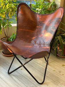 Chaise papillon en cuir 100% artisanale en cuir de chèvre de qualité supérieure, chaise décorative pour la pièce - Product Image 2