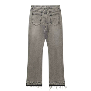 Jeans de Mezclilla de Primera Calidad, Corte Recto, Cintura Alta, Lavado a la Piedra, Rotos, Casuales, de Algodón, Estilo Otoñal para Hombre - Product Image 2