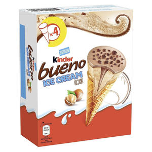 Kinder Bueno White Hazelnut Ice Cream Cone 4x90ml Pack Crispy Wafer Chocolate Coated Frozen Treat Wholesale Export Quality - Product Image 2