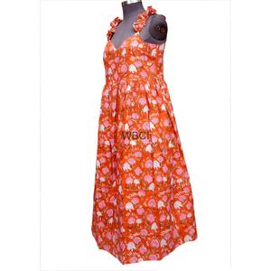 Vestido Maxi de Algodón Ecológico con Estampado Floral Hecho a Mano, Sin Mangas, para Verano y Otoño, Estilo Indio, Lavable - Product Image 4