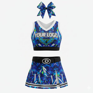 En gros, uniforme de cheerleading pour femmes adultes, personnalisé, en polyester Dry Fit, ensemble haut sans manches et jupe, pour entraînement scolaire et de danse 2026 - Product Image 2