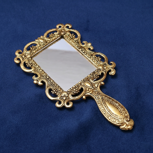 Antique <b>Gold</b> Handheld <b>Mirror</b> <b>Ornate</b> Baroque Style Framed Makeup <b>Mirror</b> Decorative Traditional Brass Hand <b>Mirror</b> with Handle - Product Image 1