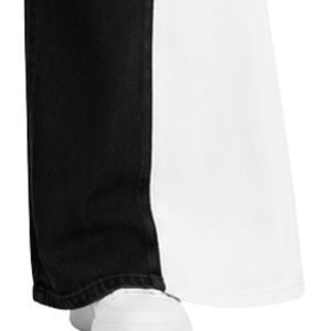Jean large noir personnalisé pour femme, taille haute, en denim bicolore, style décontracté streetwear, pantalon tendance coupe ample - Product Image 3