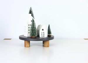 Planche de service ronde surélevée en bois de chêne, écologique et biodégradable, avec pieds cylindriques, pour hôtels et restaurants, logo personnalisé OEM, Vietnam - Product Image 3