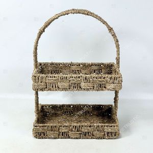 BRICK TONE Earthy Wicker Water Hyacinth Seagrass Single Eco-Friendly Multifunction Serving Tray Tableware Storage Home Dcor - Product Image 2