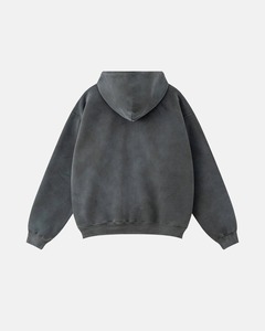 Grey Vintage Hoodie-Loose Fit Autumn Casual Fashion Fleece Sweatshirt-Windproof & Anti-Pilling <b>Pullover</b> for Daily Wear - Product Image 2