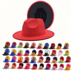 Chapeaux Fedora Unisexe Élégants Bicolores en Polyester/Coton, 53 Couleurs, Bord Large de 7,5 cm, pour Pêche et Fêtes, Vente en Gros - Product Image 2