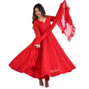 Pakistani Top Selling Traditional New Fashionable Latest Designer Natural Waistline Women Casual <b>Dress</b> Full Sleeve Suit - Product Image 1