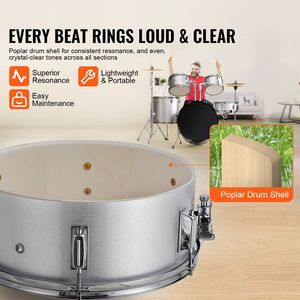 Set Batteria Completo per Adulti da 5 Pezzi 22" con Pelli di Betulla, Bass Drum, Tom, Rullante e Supporti Regolabili - Product Image 2