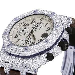 Reloj de Cuarzo Moissanite de Alta Gama Personalizado, Estilo Hip Hop de Lujo, Diamantes con Claridad VVS, Caja Cuadrada, Cristal Romano, Acero Inoxidable - Product Image 3