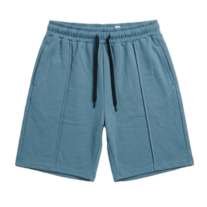 Men's <b>Slate</b> Blue Cotton Polyester Blend Shorts with Drawstring Waist Casual Breathable Bermuda Length Solid Color Knitted Fabric - Product Image 5