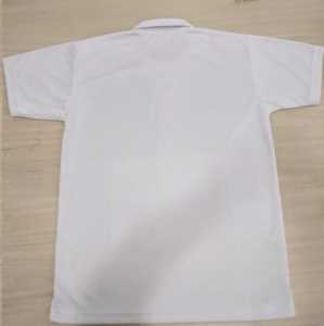 Polo de Manga Corta Blanco para Hombre, Corte Regular, 100% Algodón Piqué, Transpirable, Diseño Sólido Informal, Cierre de Botones - Product Image 2