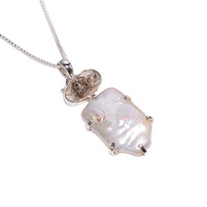 Herkimer – pendentif en perles baroques en diamant pour femmes, bijoux en argent sterling 925, vente en gros, pendentifs en argent fin, fournisseurs - Product Image 1