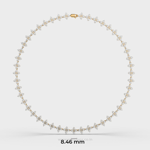 Collier tennis vintage pour femme avec diamants de laboratoire 12 carats taille brillant, couleur abricot |   Pierre centrale en or 14 carats certifiée IGI - Product Image 4
