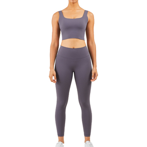 Ensemble de yoga deux pièces pour femme, taille haute, 100 % coton, séchage rapide, extensible, respirant, écologique, avec logo personnalisé, en promotion - Product Image 5