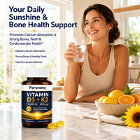 Gélules de Vitamine D3 K2 MK7 à Marque Blanche Personnalisée 10000 UI 200mcg Huile de Graines de Tournesol 90 Capsules Molles