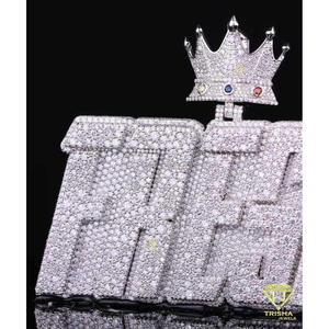 <b>Custom</b> <b>Name</b> Pendant With Crown VVS Moissanite Diamond 925 Sterling Silver Iced Out Hip Hop <b>Necklace</b> Luxury Jewelry - Product Image 3