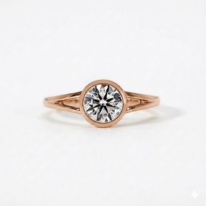 Anillo de compromiso de oro blanco de 18K con diamante redondo cultivado en laboratorio de 1 quilate y 6.5 mm, certificado IGI, VS1, color E, engaste de bisel y banda dividida. - Product Image 2