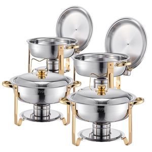 Set da 4 Chafing Dish in Acciaio Inossidabile da 5 Qt, con 4 Vasche Grandi, per Buffet e Catering, Scaldavivande con Coperchio e Sistema di Riscaldamento ad Acqua - Product Image 1