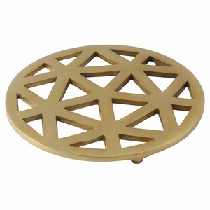 Modern Geometric Gold Plated Aluminum Trivet Elegant Heat Resistant Metal Hot <b>Pad</b> for Dining Table & Countertop Protection - Product Image 1