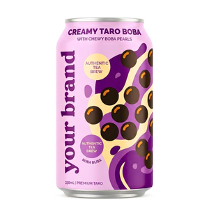 Chocolate <b>Boba</b> Tea Drink Chilled <b>Bubble</b> Tea canned beverage with chewy tapioca pearls custom brand label - Product Image 3