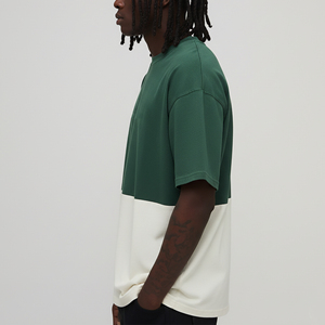 Camiseta de hombre de algodón 100% de 270 GSM, de corte holgado y hombros caídos, estilo streetwear, bicolor, de gran peso, superventas. - Product Image 2
