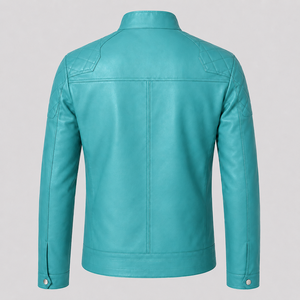 Premium Quality Unisex Stand Collar Camouflage <b>Thin</b> Leather <b>Jacket</b> Front Zipper Stylish Shoulder Stitching Everyday Wear Design - Product Image 2
