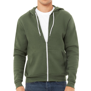 Sweat à capuche zippé personnalisé pour homme, 100 % coton molletonné, écologique, streetwear d'hiver, avec poche avant - Product Image 2