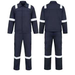 Combinaison de travail en coton pur printemps-automne, deux pièces, bandes réfléchissantes, qualité soudeur, résistante à l'abrasion, unisexe, vêtements de sécurité - Product Image 2
