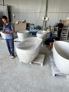 Bañera de Diseño Moderno con Superficie Sólida, Bañera de Piedra Artificial Color Gris Cemento para Apartamento, Hotel, Precio de Fábrica 2026 - Product Image 4