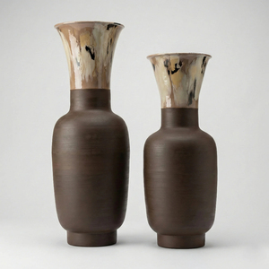 Ensemble de vases décoratifs en aluminium pour la maison, motif feuille de Ginkgo, finition antique, décoration de mariage et d'événements, porte-fleurs faits à la main - Product Image 2