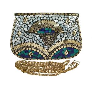 Designer Handmade Mosaic Fabric Clutch Bag Women Evening Wedding Party Purse Portable Luxury Beaded Embellished - Product Image 2