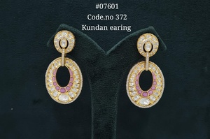 07601Kundan Dangle Earrings Gold Plated <b>Drop</b> Earrings Oval Geometric fashion earrings Jewelry for Party Wedding - Product Image 4