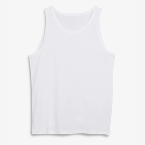 Camiseta de Tirantes para Hombre, Cuello Redondo, Manga Corta, 100% Algodón, Tejido de Punto, Lavado, Informal, Verano - Product Image 3