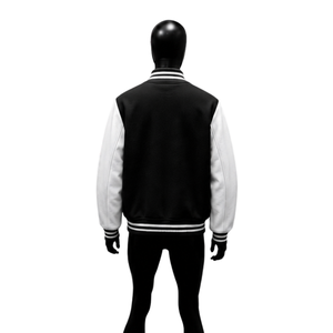 Blouson universitaire classique noir pour homme – Style Letterman tendance en polaire décontracté avec col rabattable, coupe régulière, automne - Product Image 2