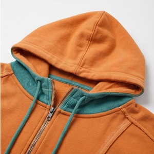 New Design Custom Logo Winter Women Streetwear Zip Top Wide Waistband Cotton Terry <b>Zipper</b> Hoodie Full Zip Pullover Tops - Product Image 3