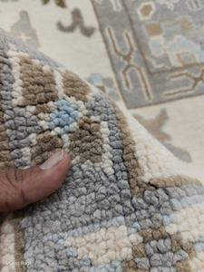 Alfombra de Lana en Tonos Pastel, Estilo Oushak con Diseño Floral, Color Beige Marfil y Verde Salvia, Hecha a Mano, Alfombra Grande Tradicional para Sala de Estar - Product Image 5