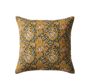 Housse de coussin carrée personnalisable en coton 100% imprimé à la main motif floral, style ethnique indien, amovible - Product Image 5