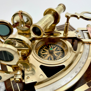 Nautical Sextant Navigation Instrument With Telescope <b>Compass</b> And Wooden Display Box Maritime Marine Decorative Navigation Tool - Product Image 4