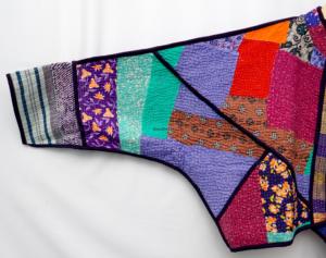 Veste Kantha vintage haut de gamme pour femme, 100% coton, patchwork dessiné à la main, col mandarin, manches régulières, style bohème, écologique - Product Image 5