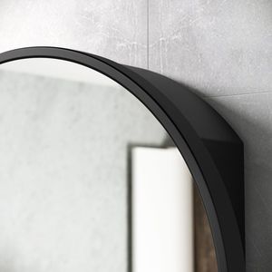 Armadietto a specchio rotondo da bagno con montaggio a superficie in ferro nero e alluminio, 30 pollici. - Product Image 4