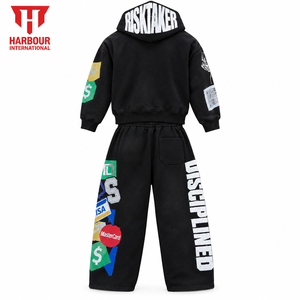 Ensemble sweat à capuche et pantalon de survêtement zippé, coupe boxy et courte, 100% coton, grammage lourd, délavé à l'acide, impression numérique, personnalisable, vente en gros, hiver - Product Image 4