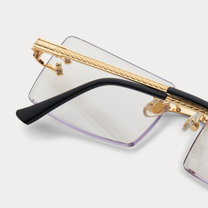 LMA D037 Luxury Designer Men High Quality Square Modern Metal UV400 Clear Lens Diamond Cut Women Rimless Handmade <b>Sunglasses</b> - Product Image 5